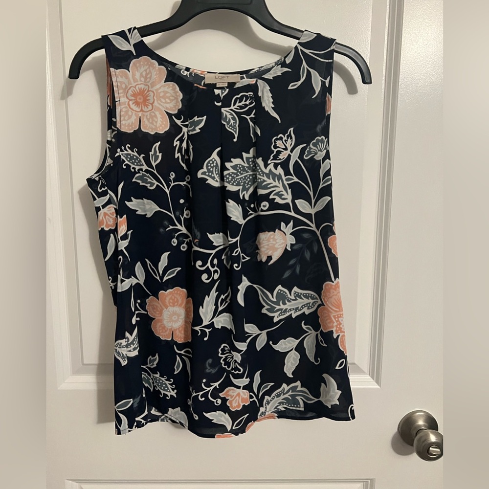 Navy Loft Floral Sleeveless Top